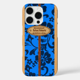 Mokuleia Hawaiian Faux Wood Monogram Surfboard Ca iPhone 16 Pro Hoesje