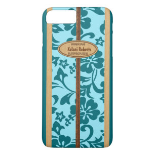 Mokuleia Hawaiian Faux Wood Monogram Surfboard iPhone 8/7 Plus Hoesje