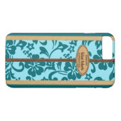 Mokuleia Hawaiian Faux Wood Monogram Surfboard Case-Mate iPhone Case (Achterkant (Horizontaal))