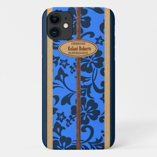 Mokuleia Hawaiian Faux Wood Monogram Surfboard Case-Mate iPhone Case (Achterkant)