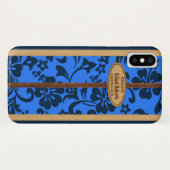 Mokuleia Hawaiian Faux Wood Monogram Surfboard Case-Mate iPhone Case (Achterkant (horizontaal))