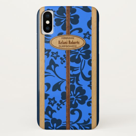 Mokuleia Hawaiian Faux Wood Monogram Surfboard Case-Mate iPhone Case (Achterkant)