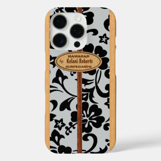 Mokuleia Hawaiian Faux Wood Monogram Surfboard Case-Mate iPhone Case (Achterkant)