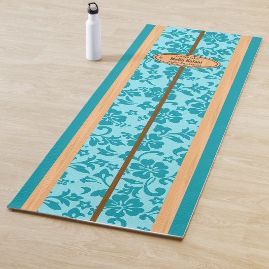 Mokuleia Hawaiian Hibiscus Monogram Surfboard Yogamat (In situ)