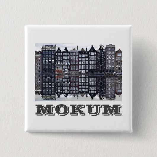 Mokum (Amsterdam) Vierkante Button 5,1 Cm (Voorkant)