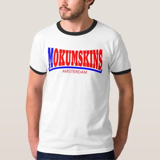 Mokumskins blauw rood t-shirt (Voorkant)