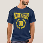 Mokumskins yellow t-shirt<br><div class="desc">Mokumskins yellow on blue</div>
