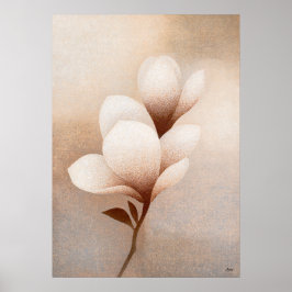 Mokuren Witte Magnolia Japanse Bloemige Abstractie Poster