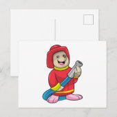Mol als brandweerman met slang briefkaart (Voorkant / Achterkant)