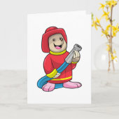 Mol als brandweerman met slang kaart (Gele Bloem)