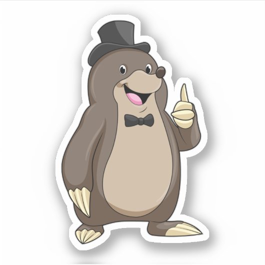 Mol als bruidegom met das sticker (Voorkant)