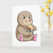 Mol als gamer met joystick kaart (Gele Bloem)