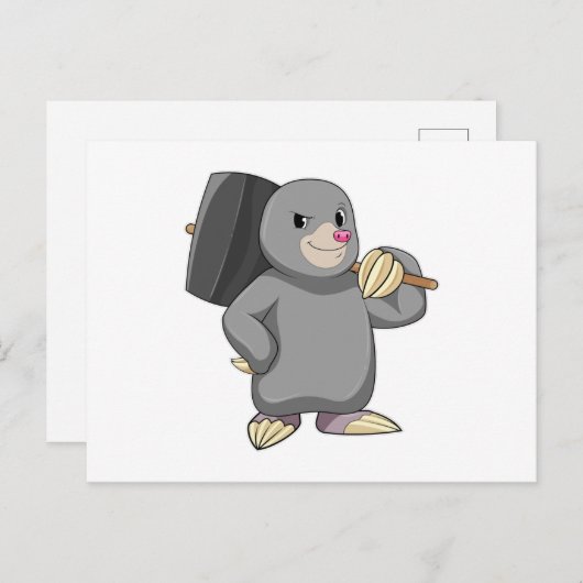 Mol als klusjesman met hamer briefkaart (Voorkant / Achterkant)