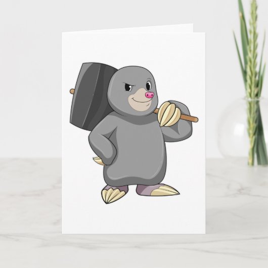 Mol als klusjesman met hamer kaart (Voorkant)