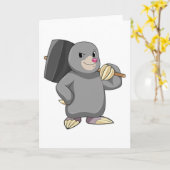 Mol als klusjesman met hamer kaart (Gele Bloem)