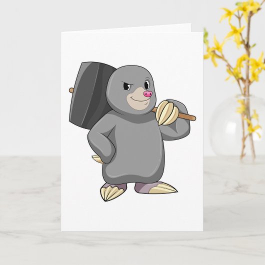 Mol als klusjesman met hamer kaart (Gele Bloem)