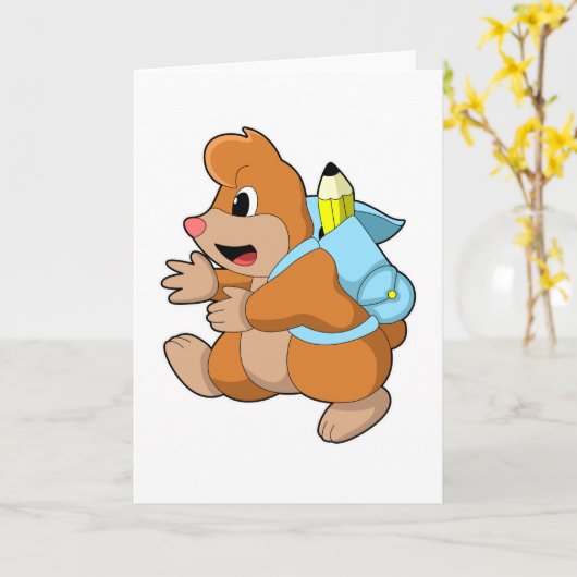 Mol als leerling met rugzak kaart (Gele Bloem)