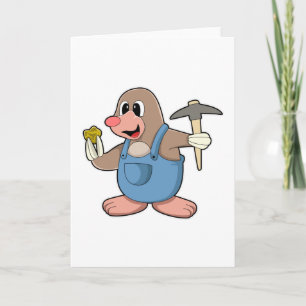 Mol als mijnwerker met goud kaart
