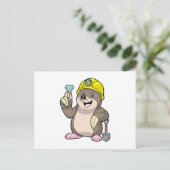 Mol als mijnwerker met schop & diamant briefkaart (Staand voorkant)