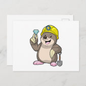 Mol als mijnwerker met schop & diamant briefkaart (Voorkant / Achterkant)