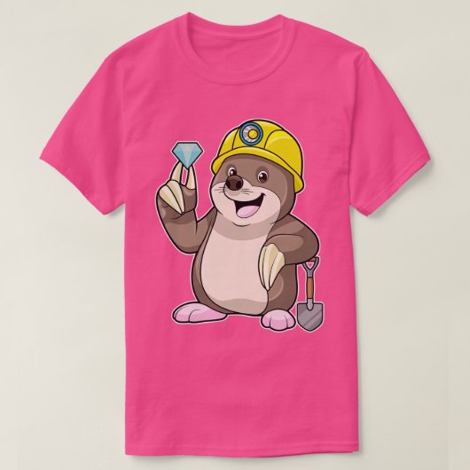 Mol als mijnwerker met Shovel Diamond T-shirt (Design voorkant)