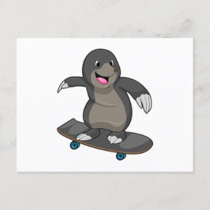 Mol als schaatser met skateboard briefkaart