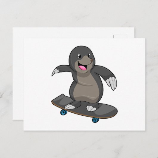 Mol als schaatser met skateboard briefkaart (Voorkant / Achterkant)