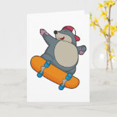 Mol als schaatser met skateboard kaart (Gele Bloem)