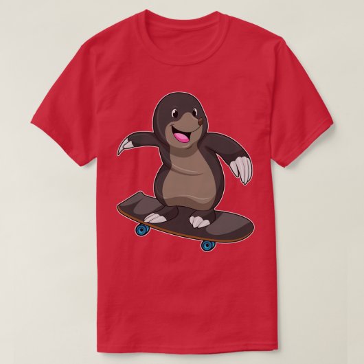 Mol als Skater met Skateboard 1 T-shirt (Design voorkant)