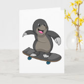 Mol als skater met skateboard kaart (Gele Bloem)