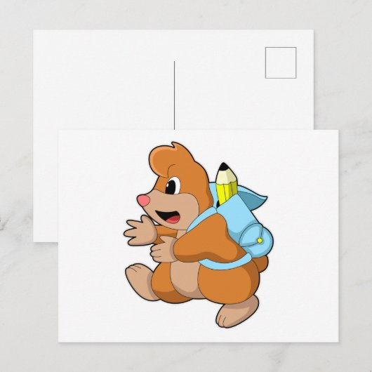 Mol als student met rugzak briefkaart (Voorkant / Achterkant)