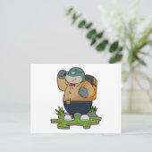 Mol als wandelaar met rugzak briefkaart (Staand voorkant)