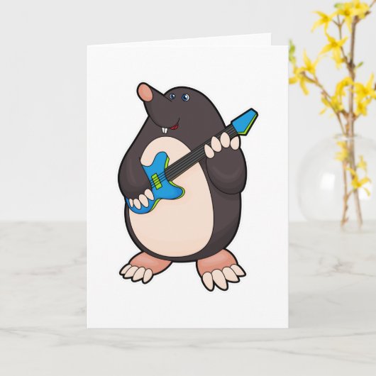 Mol bij muziek met gitaar kaart (Gele Bloem)