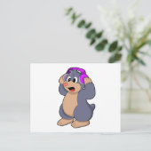 Mol bij muziek met hoofdtelefoon briefkaart (Staand voorkant)