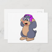 Mol bij muziek met hoofdtelefoon briefkaart (Voorkant / Achterkant)