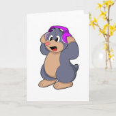 Mol bij muziek met koptelefoon kaart (Gele Bloem)