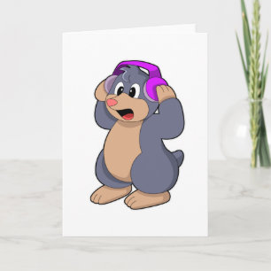 Mol bij muziek met koptelefoon kaart