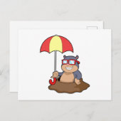 Mol bij regen met paraplu briefkaart (Voorkant / Achterkant)