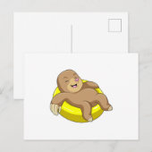 Mol bij zwemmen met reddingsboei briefkaart (Voorkant / Achterkant)