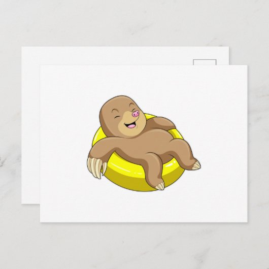 Mol bij zwemmen met reddingsboei briefkaart (Voorkant / Achterkant)