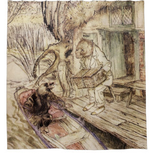 Mol en Ratty op een bootreis door Arthur Rackham Douchegordijn