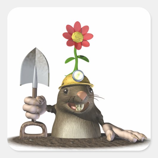 Mol in een Gat Vierkante Sticker (Voorkant)