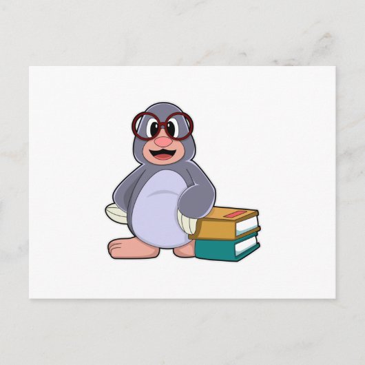Mol met Bril & Boeken Briefkaart (Voorkant)