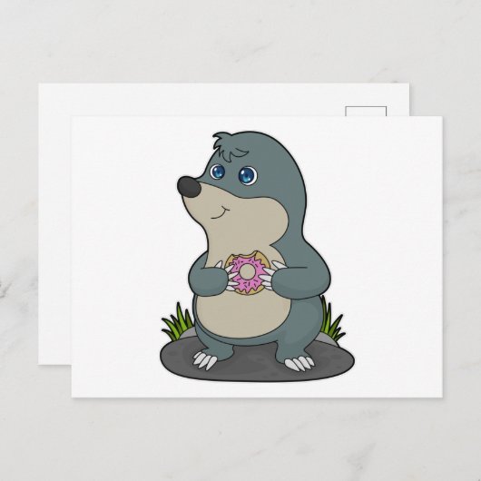 Mol met donut briefkaart (Voorkant / Achterkant)