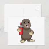 Mol met drinkbeker briefkaart (Voorkant / Achterkant)