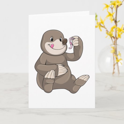 Mol met Regenworm Kaart (Gele Bloem)