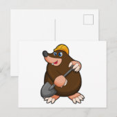 Mol met schep & veiligheidshelm briefkaart (Voorkant / Achterkant)