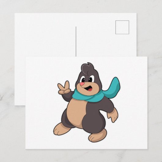 Mol met sjaal briefkaart (Voorkant / Achterkant)