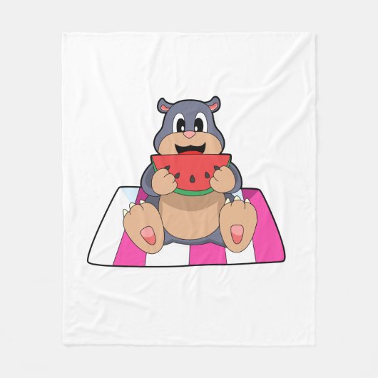 Mol met watermeloen.PNG Fleece Deken (Voorkant)