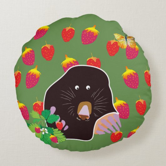 Mol spring aardbeien rond kussen (Achterkant)